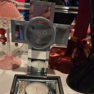 Mirrored Cross Tea Candle Holder~